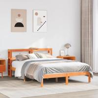vidaXL Bedframe met hoofdbord massief grenenhout wasbruin 150x200 cm, bed, bed ombouw, boxspring, bedbodem, slaapkamermeubel, twijfelaar bed