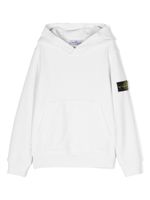 Stone Island Junior hoodie en coton à patch logo - Blanc