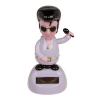 Solar bewegend figuur - Elvis - King of Rock n Roll - wit - kunststof - 11 cm