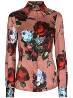 Dolce & Gabbana t-shirt en soie stretch à fleurs - Rose - thumbnail