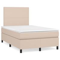 vidaXL Boxspring met matras kunstleer cappuccinokleurig 120x190 cm, bed, boxspringbed, tweepersoonsbed, slaapmeubel, boxspring bed, bed met matras