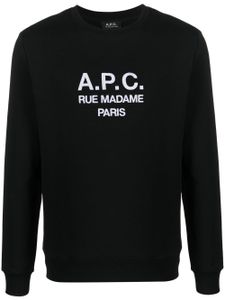 A.P.C. pull en coton biologique à logo imprimé - Noir