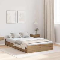 vidaXL Opbergbedframe artisanaal eikenkleurig 120 x 200 cm Melamine