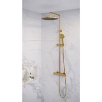 Doucheset Brauer Gold Edition Opbouw Rond Geborsteld Goud PVD 30cm Thermostaatkraan Glijstang Regendouche Handdouche