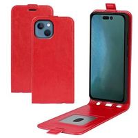 iPhone 14 Plus Verticale Flip Case met Kaartsleuf - Rood