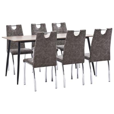 vidaXL 7-delige Eethoek kunstleer bruin