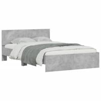 vidaXL Bedframe met hoofdeinde betongrijs 120x190 cm, bed, bed ombouw, twijfelaar bed, bedbodem, slaapkamermeubel, 2 persoonsbed, tweepersoonsbed