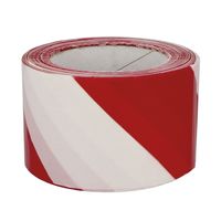 Afzettape - rood/wit - 50 mm x 30 m - pvc - markeertape    -