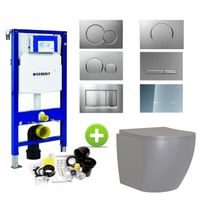 Geberit UP320 Toiletset Compleet | Inbouwreservoir | Mudo Mat Grijs Randloos | Drukplaat