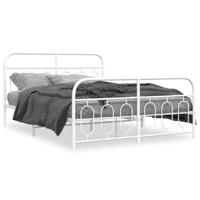 Bedframe met hoofd- en voeteneinde metaal wit 140x200 cm - thumbnail