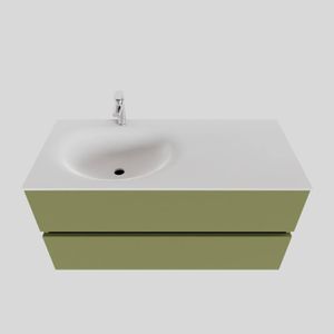 Badkamermeubel Solid Surface BWS Stockholm 100x46 cm Links Mat Groen (met 1 kraangat)