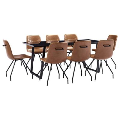 vidaXL 9-delige Eethoek kunstleer cognackleurig