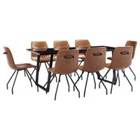 vidaXL 9-delige Eethoek kunstleer cognackleurig