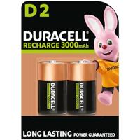 Duracell D Oplaadbare batterijen (2 stuks), 3000 mAh NiMH, voor een lange levensduur