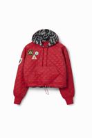 Gewatteerd sweatshirt met patches - RED - S - thumbnail