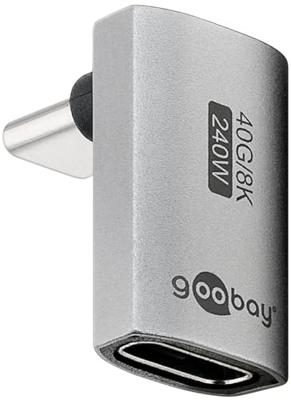 goobay USB-C adapter 240 W 40 Gbit verlenging 90° verticaal lang USB4 (stekker naar bus) / USB 4.0 Adpter 8K @60 Hz, achterwaarts compatibel USB 3.1, USB 2.0/74442