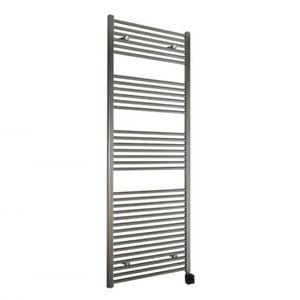 Sanicare elektrische design radiator 60x112cm inox-look met Bluetooth en thermostaat rechts zwart