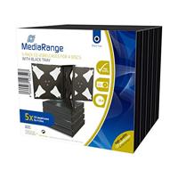 MediaRange Lege CD-hoes voor 4 schijven, 22 mm, zwarte tray, 5-pack