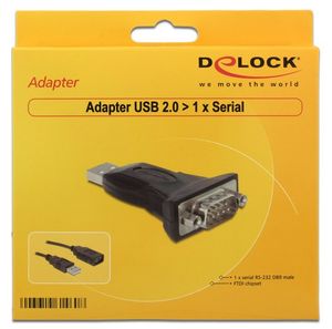 Delock 61460 Adapter USB 2.0 Type-A naar 1 x Serieel RS-232 DB9