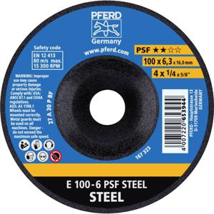 PFERD 62010634 E 100-6 PSF STEEL/16,0 Afbraamschijf gebogen Diameter 100 mm Boordiameter 16 mm Gietijzer, Staal, Gegoten staal 10 stuk(s)