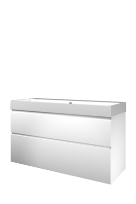 Proline polystone Loft badmeubelset met wastafelonderkast met 2 asymmetrische lades en polystone wastafel zonder kraangat 120 x 70 x 46 cm, mat wit / Proline polystone Loft badmeubelset met wastafelonderkast met 2 asymmetrische lades en polystone wastafel zonder kraangat 120 x 70 x 46 cm, mat wit /