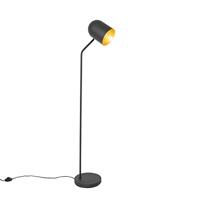 QAZQA - Moderne vloerlamp zwart met goud verstelbaar - Morik | Woonkamer | Slaapkamer | Keuken - Staal Langwerpig - E27 Geschikt voor LED - Max. 1 x 60 Watt