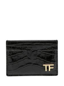 TOM FORD porte-cartes en cuir à plaque logo - Noir