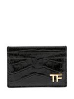 TOM FORD logo-plaque leather cardholder - Noir