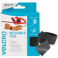 VELCRO Brand One-Wrap Herbruikbare Stropdassen Multi-Perpose Stropdassen Perfecte Bureauaccessoires voor Kabelbeheer & Home Improvement Zwart 30mm x 5m