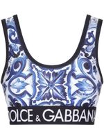 Dolce & Gabbana haut crop à imprimé Majolica - Bleu