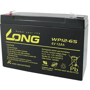 Long WP12-6S Loodaccu 6 V 12 Ah Loodvlies (AGM) (b x h x d) 151 x 99 x 50 mm Kabelschoen 4.8 mm Geringe zelfontlading, Onderhoudsvrij