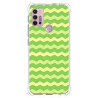 Motorola Moto G30 | G20 | G10 Doorzichtige Silicone Hoesje Waves Green - thumbnail