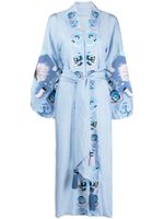 Yuliya Magdych robe-tunique à fleurs en jacquard - Bleu