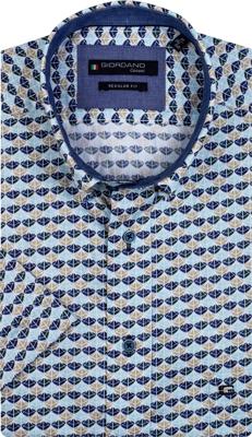 Giordano Heren Overhemd Blauw Met Groene Accenten Satijn Regular Fit Giordano Heren Overhemd Blauw Met Groene Accenten Satijn Regular Fit