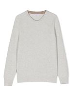 Brunello Cucinelli Kids pull nervuré en cachemire - Gris