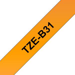 Brother TZe-B31 Labeltape signaalkleur Tapekleur: Signaaloranje Tekstkleur: Zwart 12 mm 5 m