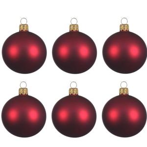 Kerstballen set - 6x stuks - donker rood - glas - 6 cm - mat - kerstversiering