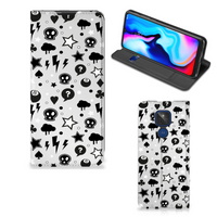 Mobiel BookCase Motorola Moto G9 Play Silver Punk - thumbnail