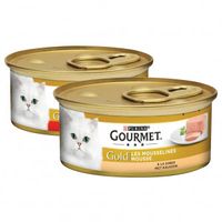 Gourmet Gold Mousse met kalkoen + rund combipack kattenvoer 48 x 85 g