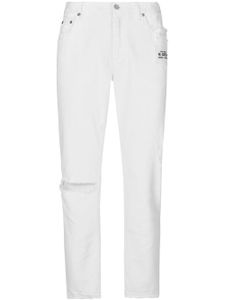 Dolce & Gabbana jean slim à effet usé - Blanc