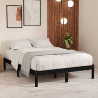 Bedframe massief grenenhout zwart 140x200 cm - thumbnail