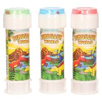 3x Dinosaurus bellenblaas flesjes met bal spelletje in dop 60 ml voor kinderen