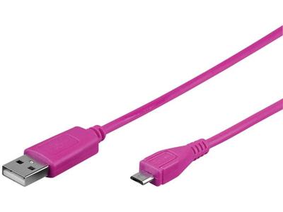 Goobay USB 2.0 Aansluitkabel [1x USB-A 2.0 stekker - 1x Micro-USB 2.0 B stekker] 0.95 m Roze