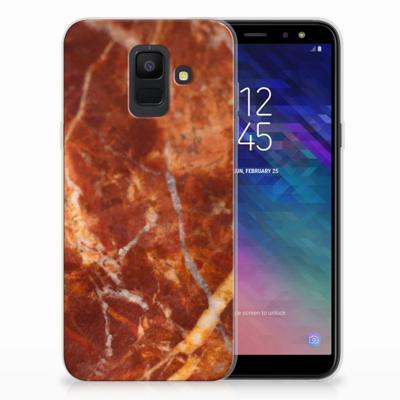 Samsung Galaxy A6 (2018) TPU Siliconen Hoesje Marmer Bruin Samsung Galaxy A6 (2018) TPU Siliconen Hoesje Marmer Bruin