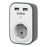 Belkin BSV103 SurgeCube-spanningsbeveiliger met 1 stopcontact en 2 USB-poorten stekkerdoos - thumbnail