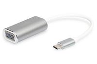 DIGITUS USB-C grafische adapter - USB-C naar VGA - FullHD 1080p/75Hz - 20cm kabellengte - voor alle besturingssystemen - Plug & Play - Zilver