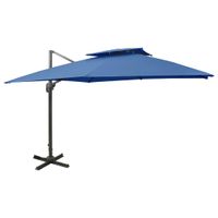 Zweefparasol met dubbel dak 300x300 cm azuurblauw - thumbnail