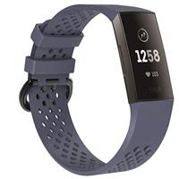 By Qubix - Compatible met Fitbit Charge 3 - Fitbit Charge 4 sport bandje - Maat: Large - Grijs/paars - Compatible fitbit bandje