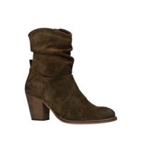 Manfield suède enkellaarzen donkergroen