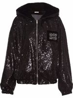 Miu Miu hoodie zippé à patch logo - Noir - thumbnail